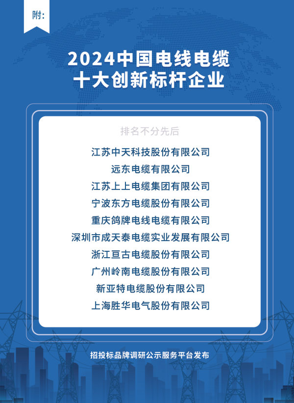 三亿体育：2024中国电线电缆行业新质生产力领跑者：质量诚信、绿色创新与卓越服务榜单揭晓(图3)